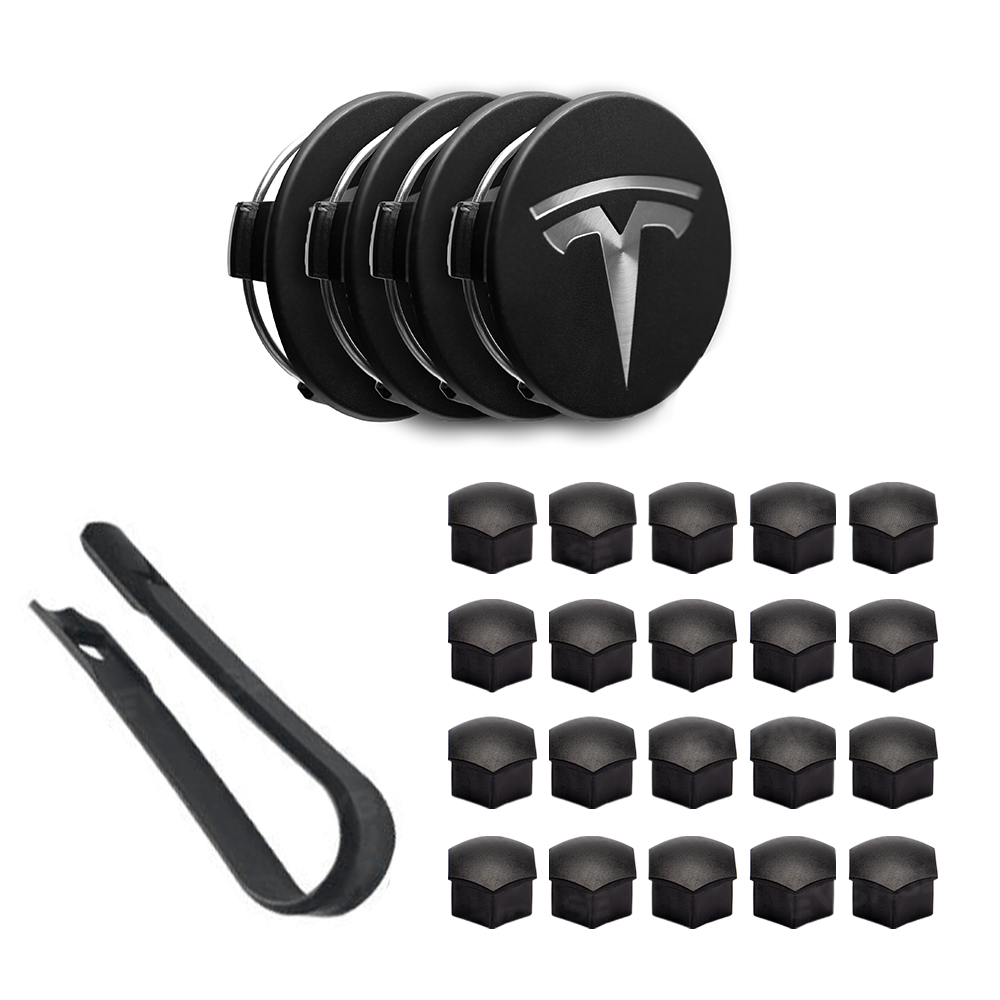 Wheel Center Cap Kit with Lug Nut Covers for Tesla Model 3/Y 18" and 19" Wheels