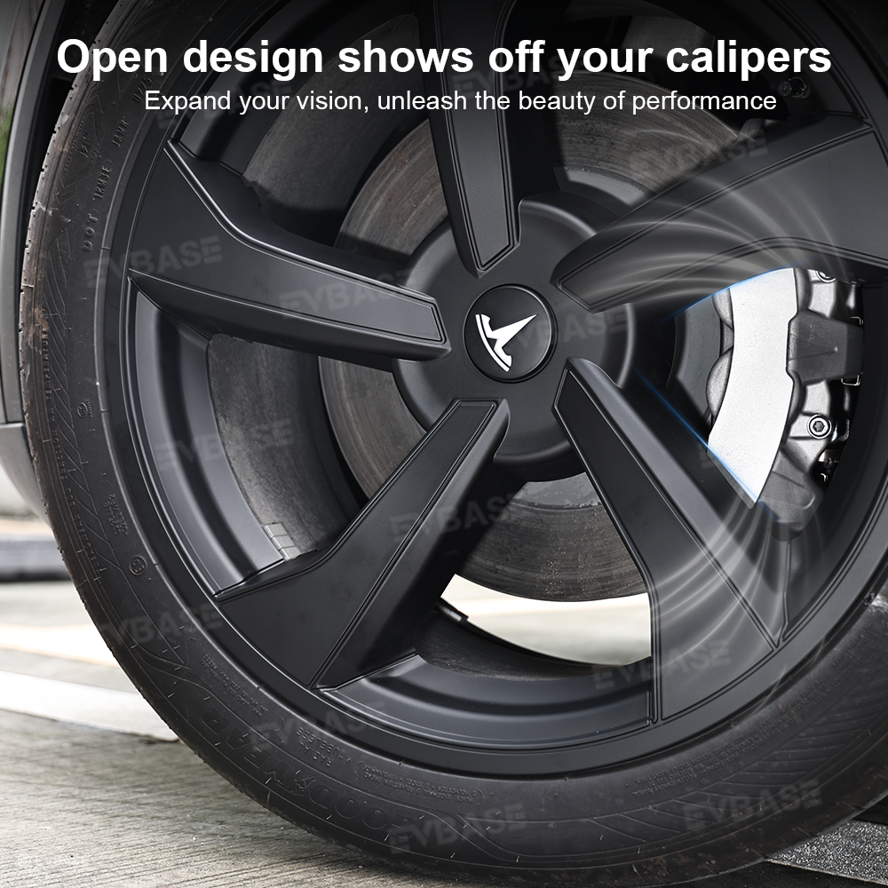 Wheel Covers for Model Y Juniper 19’’ Crossflow Wheels OEM-Style Black Wheel Caps 4PCS