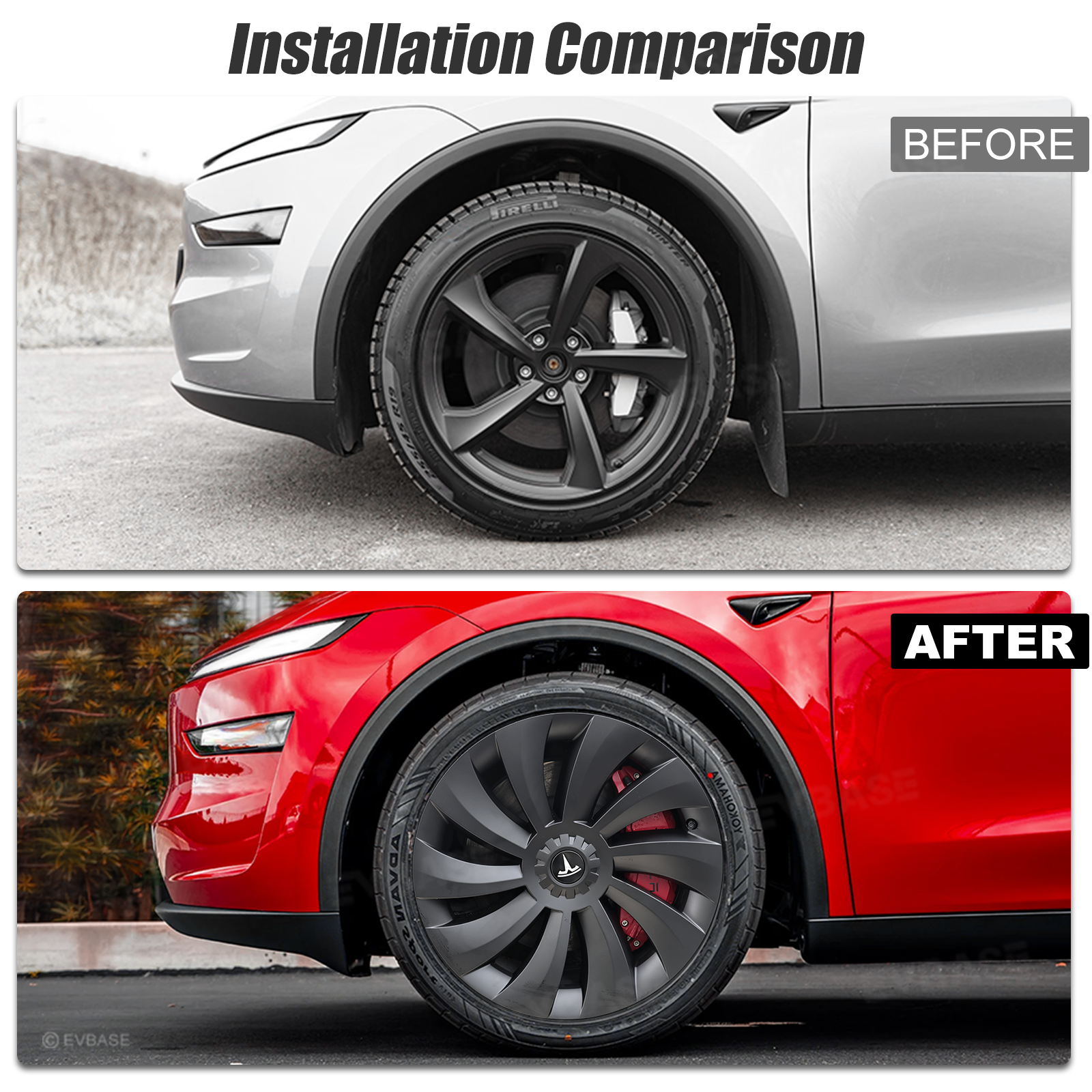 Wheel Covers for Tesla Model Y Juniper 19" Crossflow Wheels Überturbine Style Hubcaps Upgrade 2.0