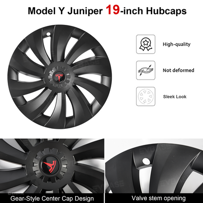 Wheel Covers for Tesla Model Y Juniper 19" Crossflow Wheels Überturbine Style Hubcaps Upgrade 2.0
