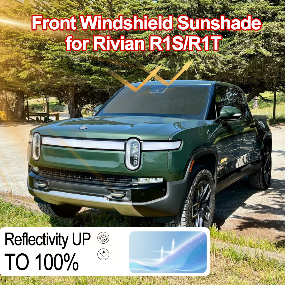 Windshield Sun Shade for Rivian R1S/R1T Reflective Foldable Front Window Sun Visor Protector Blocks UV Rays