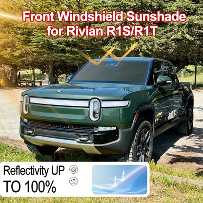 Windshield Sun Shade for Rivian R1S/R1T Reflective Foldable Front Window Sun Visor Protector Blocks UV Rays