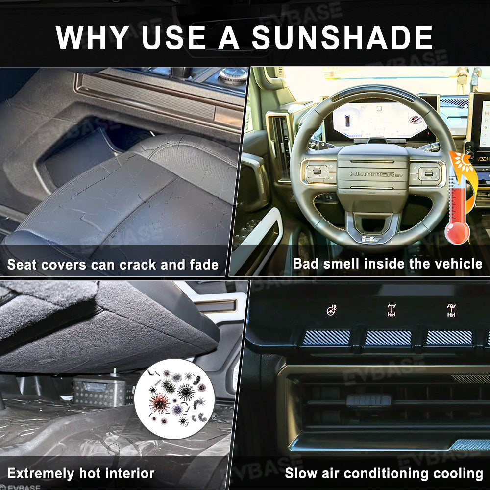 Windshield Sunshade for Hummer EV Foldable Reflective Heat Protection Front Window Sun Visor
