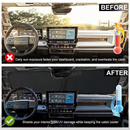 Windshield Sunshade for Hummer EV Foldable Reflective Heat Protection Front Window Sun Visor