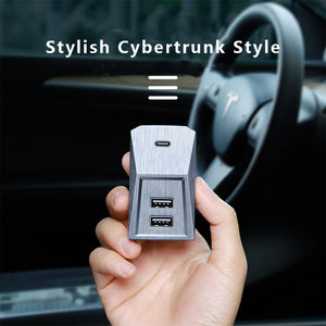 Tesla Model 3 Y Glove Box USB Hub Cybertrunk Style 4-in-1 USB Hub Tesla Docking Station