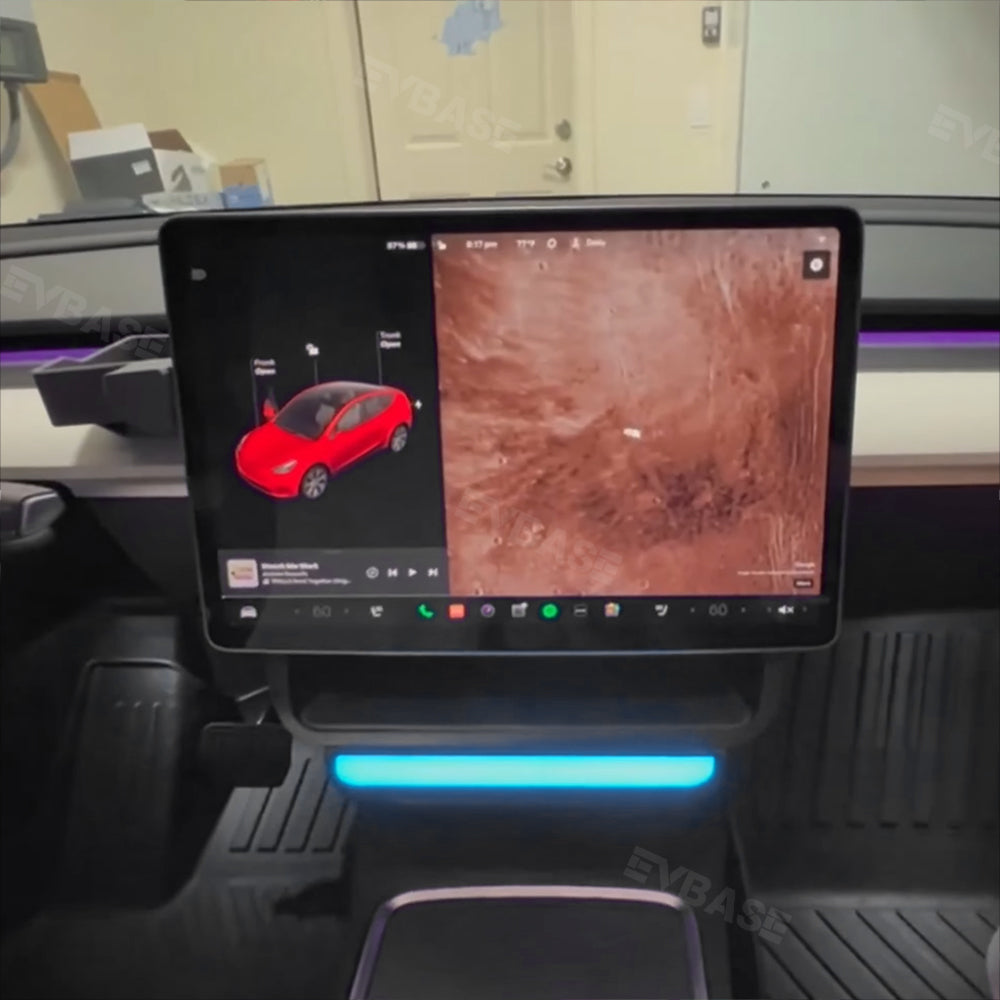 Model 3/Y/ 3 Highland Under Screen Storage Tray With LED Ambient Light Center Console Organizer Box for Tesla