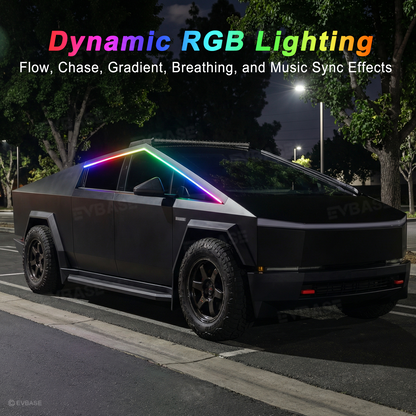 Cybertruck LED Lights Exterior Window Trim RGB Ambient Lighting Kit with OEM Screen Control / Smart App Control