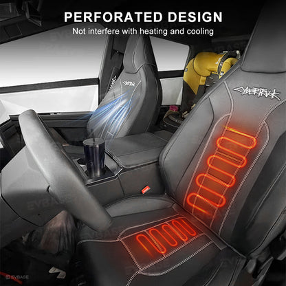 Cybertruck Black Seat Covers Full Coverage Seat Protector NAPPA Leather With Cybertruck LOGO For Tesla
