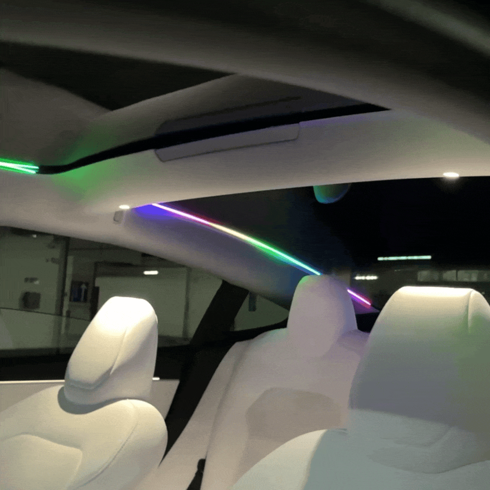 Model Y Juniper/ 3 Highland Roof Ambient Lighting 2.0 Sunroof Streamer Lights with Factory Screen Control