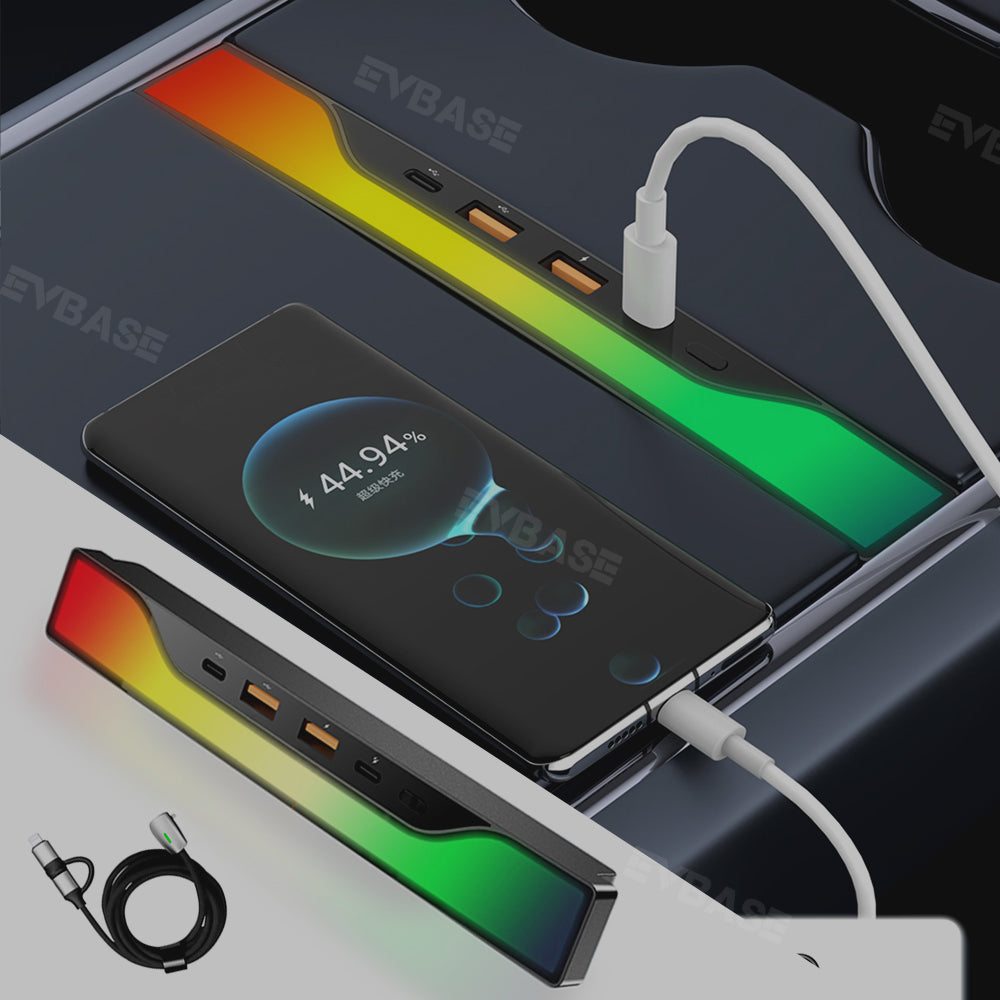 Tesla RGB USB Hub Adapter With Ambient Light Model Y Juniper Center Console Multiport Hub Adapter