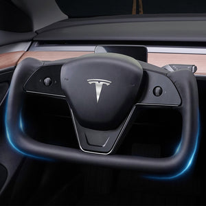 Tesla Model 3 Y Yoke Steering Wheel Inspired by Model X/S Yoke Nappa Black|EVBASE