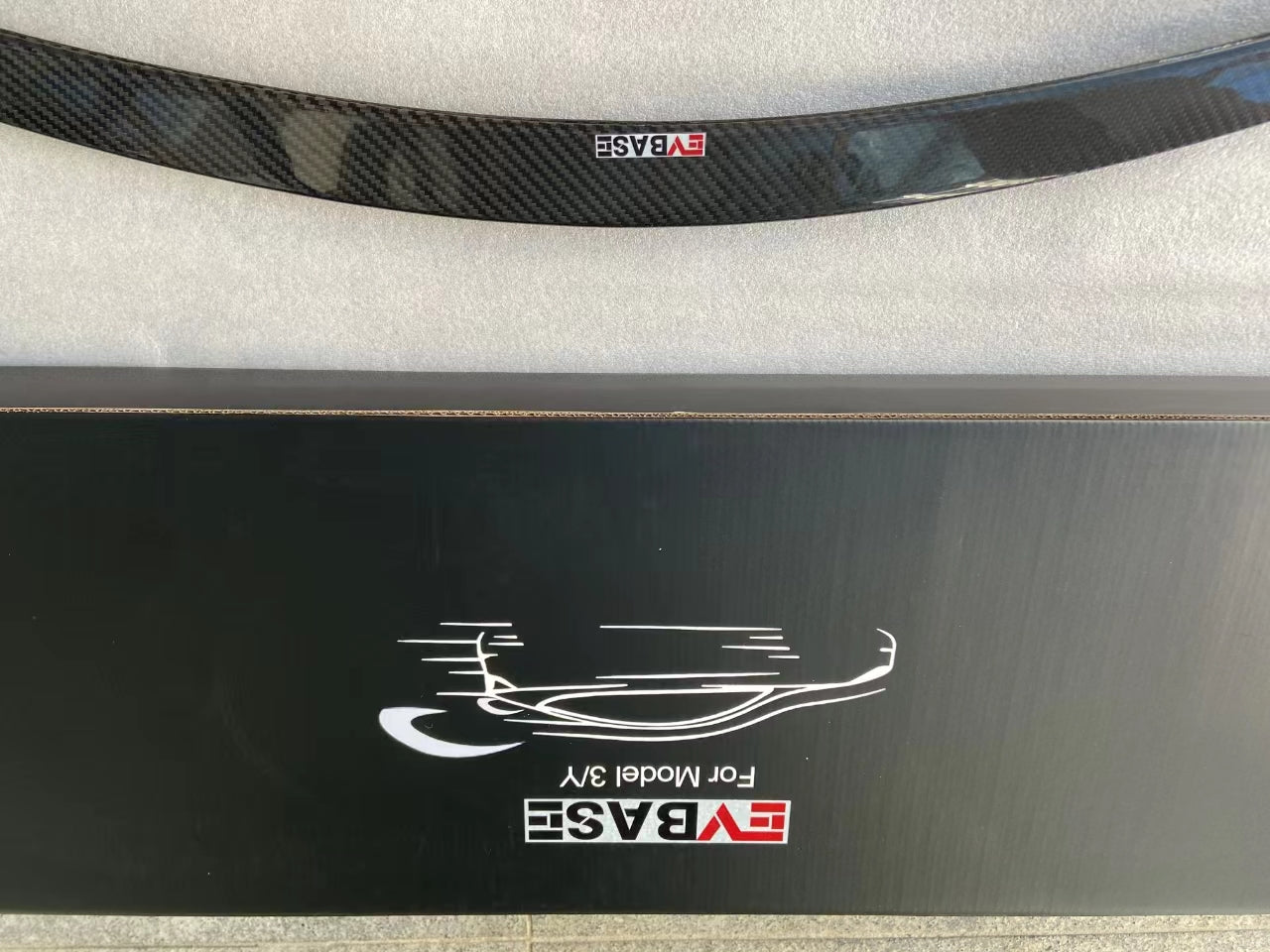 EVBASE Car Red Real Carbon Fiber Spoiler Wing Tesla Model 3 Y Exterior