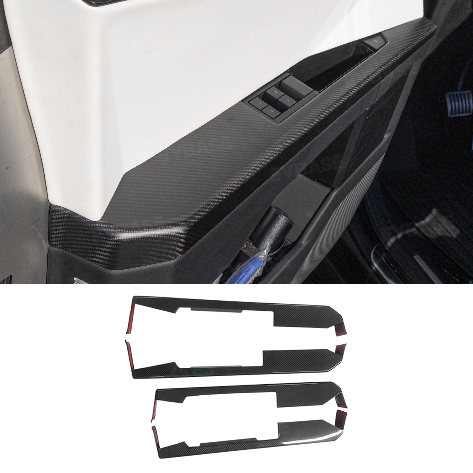 Tesla Cybertruck Door Panel Armrest Cover Real Carbon Fiber Lower Door Panel Overlays