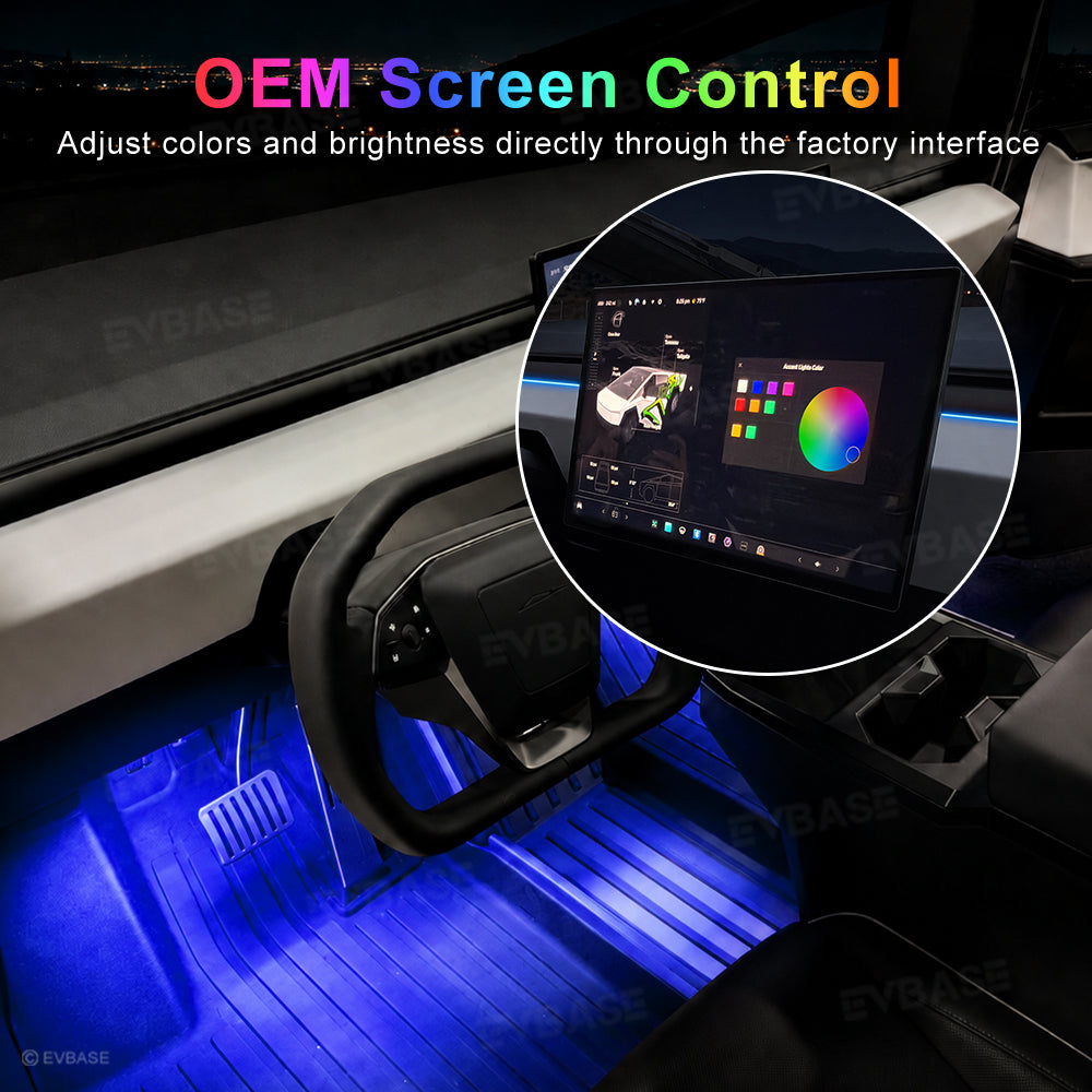 Cybertruck Footwell Lights RGB Ambient Lighting LED Interior Lights wi ...