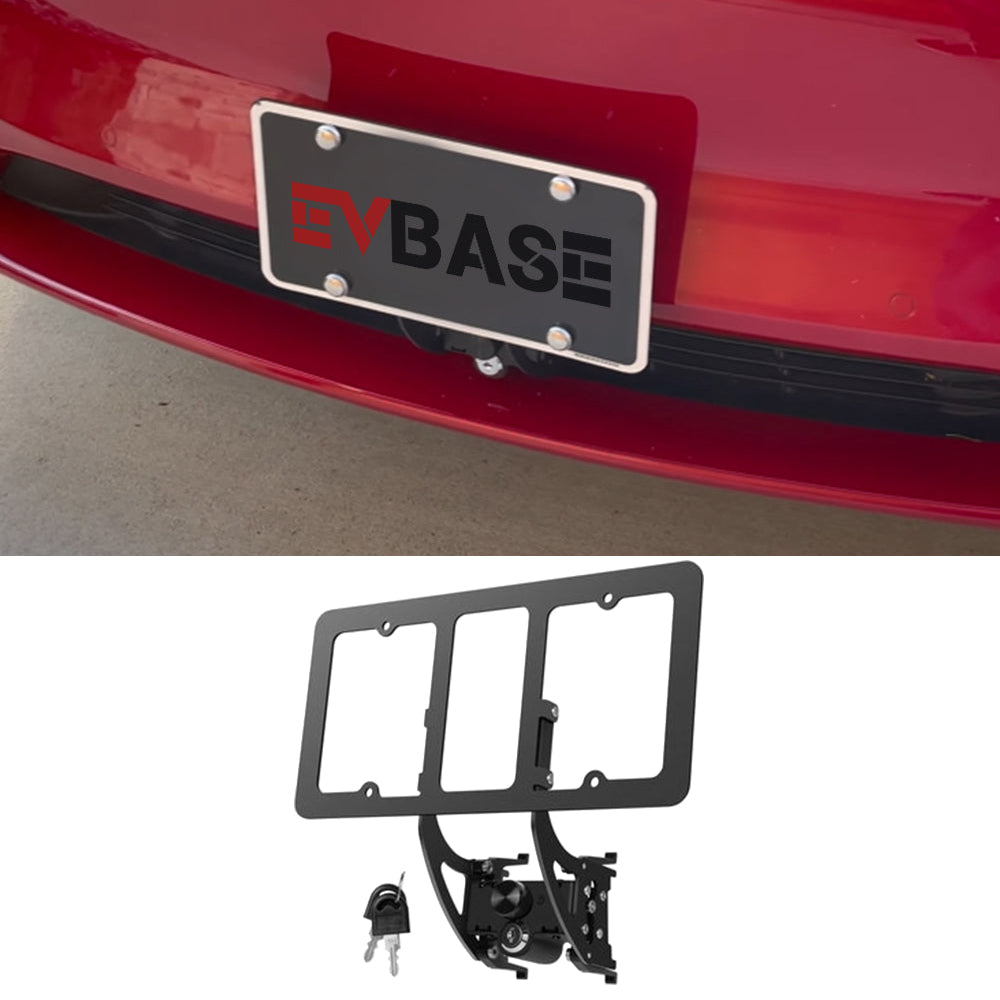 No Drill Tesla License Plate Holder Frame Model 3 Y Aluminum Alloy Front License Plate Covers Matte