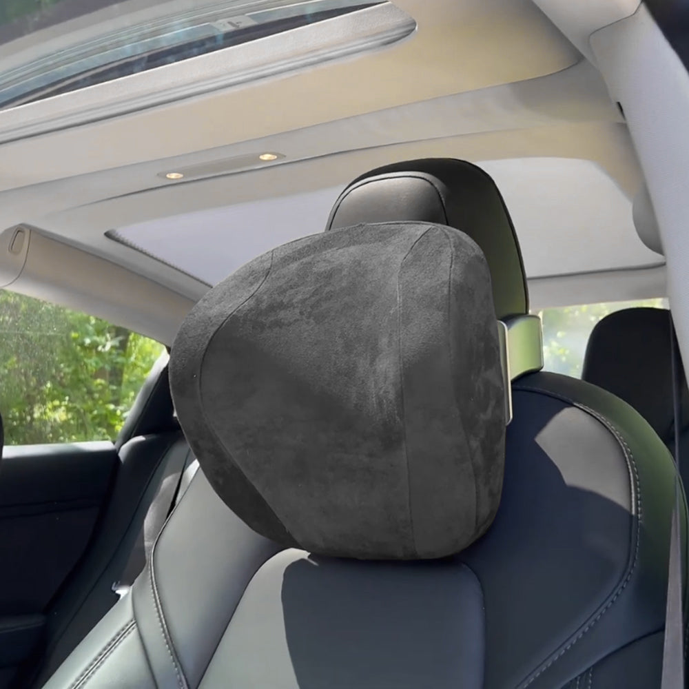  LATIT Tesla Headrest Pillow Adjustable Neck Support Pillow Fits  for Tesla Model Y / 3 Accessories, Black Leather Car Seat Headrest Neck  Rest Cushion with Rear Seat Built-in Tablet Bracket &Hidden