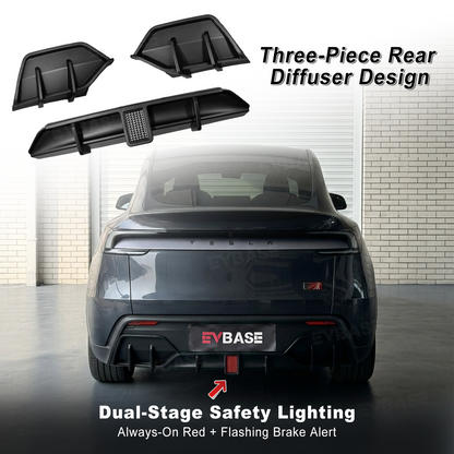 Model Y Juniper Rear Diffuser Sporty Style Lower Bumper Lip with LED Brake Light ABS Body Kit for Tesla