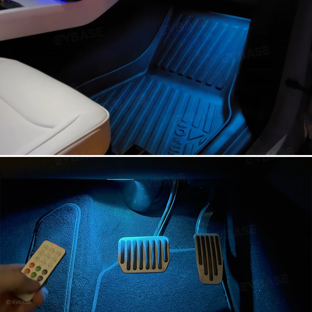 Model 3 Highland &Y Juniper Front Footwell Lights for Tesla Interior LED Floor Foot Lighting RGB Multi-color Ambient Lighting