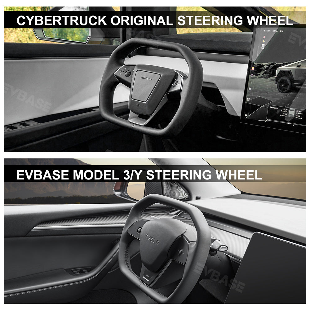 EVBASE Model 3 Y Yoke Steering Wheel Inspired By Cybertruck Style For Tesla