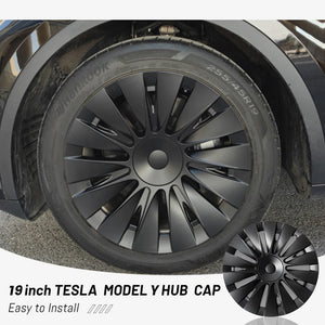 Tesla Model Y Induction Wheel Covers 19 inch 4PCS Matte Black Model Y Accessories 2020-2024 Year