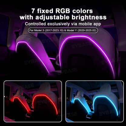 Model Y/3 Backseat Ambient Lighting Seat Back Neon Lights Interior Lighting Upgrade