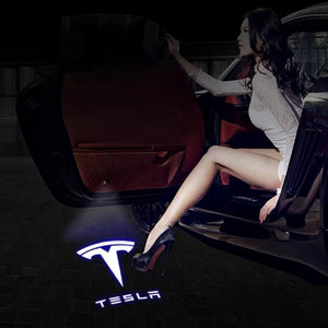 Tesla Model 3 Y S X Puddle Lights Projector Door Step Light Accessories Interior Lights T Logo with Letters