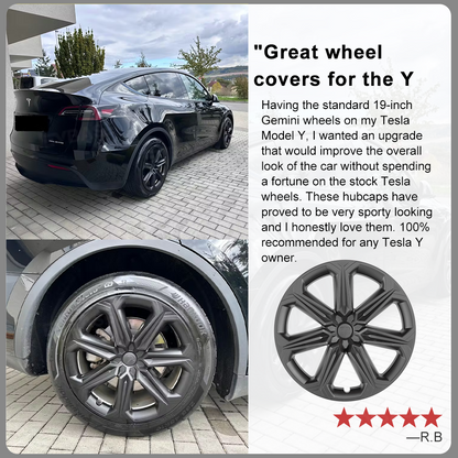 Model Y 19 Inch Wheel Covers Full Wrapped ABS Tesla Hub Caps Matte Black 4PCS