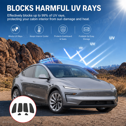 Model Y Juniper Sunshade Set Front & Rear Windshield Shade & Side Window Shades UV & Heat Protection Privacy Cover for Tesla Model Y/ YL & Model 3/3 Highland