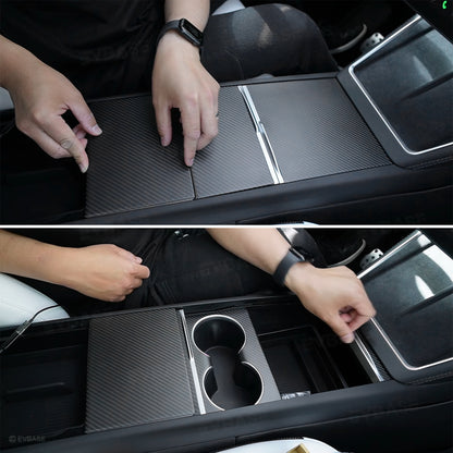Model Y Juniper Real Carbon Fiber Center Console Sticker Protector Tesla Interior Accessories EVBASE