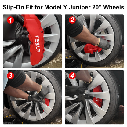 Model Y Juniper Silicone Brake Caliper Covers Protector Set Slip-On Fit & No Wheel Removal
