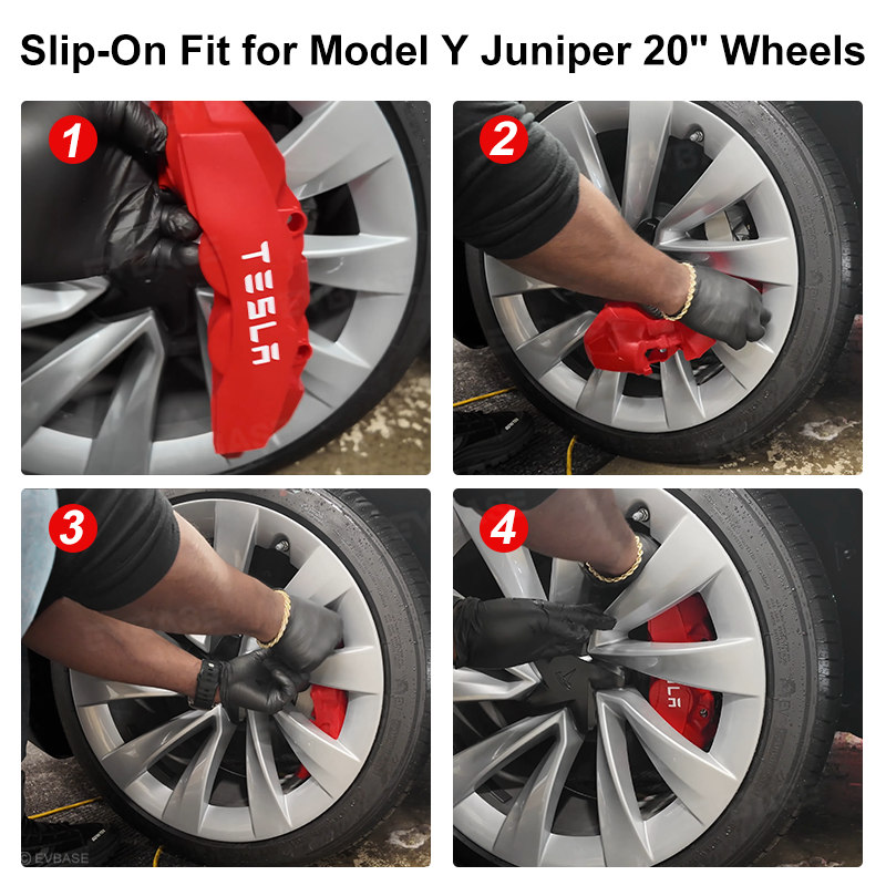 Model Y Juniper Silicone Brake Caliper Covers Protector Set Slip-On Fit & No Wheel Removal