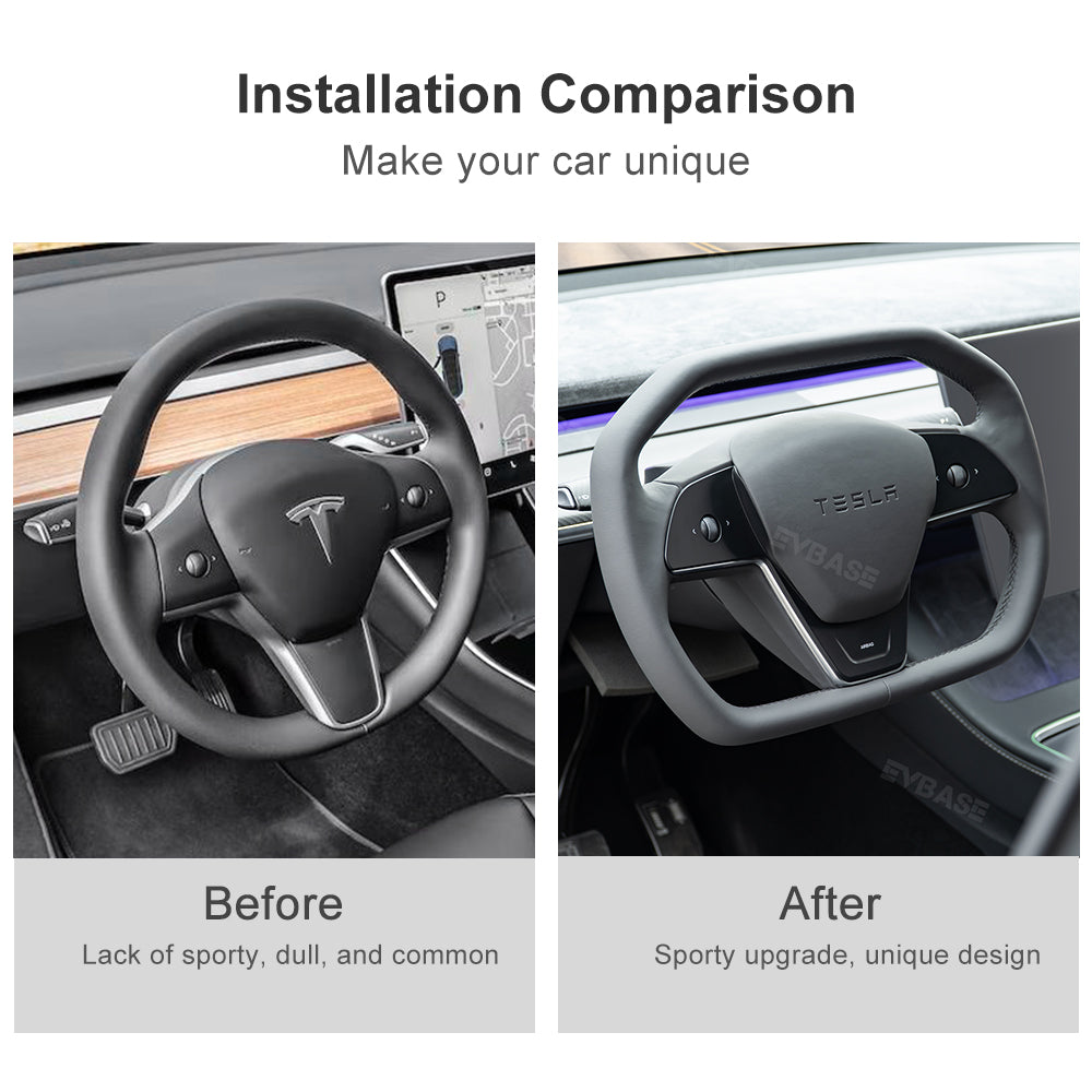 EVBASE Model 3 Y Yoke Steering Wheel Inspired By Cybertruck Style For Tesla