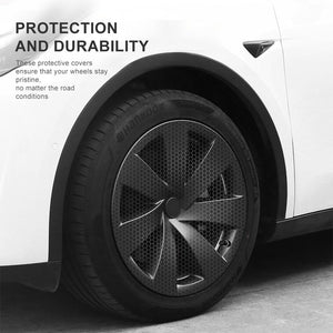 EVBASE Tesla Model Y Wheel 19-Inch Hub Cap ABS Replacement Wheel Cover Set of 4 Matte Black Tesla Accessories