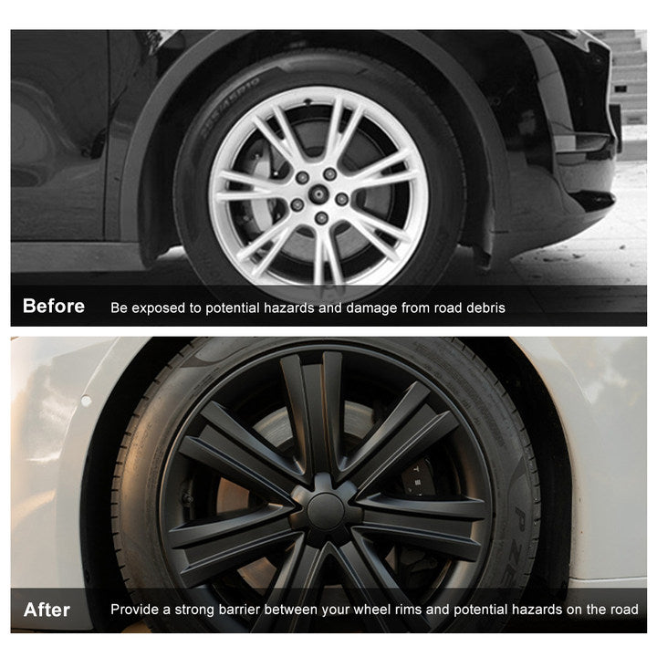 Tesla Model Y S Hub Cap Wheel Rim Cover Protector 19 Inch Matte Replacement Tesla Wheel Cover Hubcap Kit 4PCS