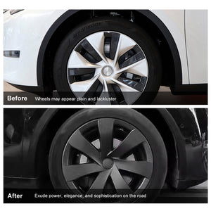EVBASE Tesla Model Y Wheel 19-Inch Hub Cap ABS Replacement Wheel Cover Set of 4 Matte Black Tesla Accessories