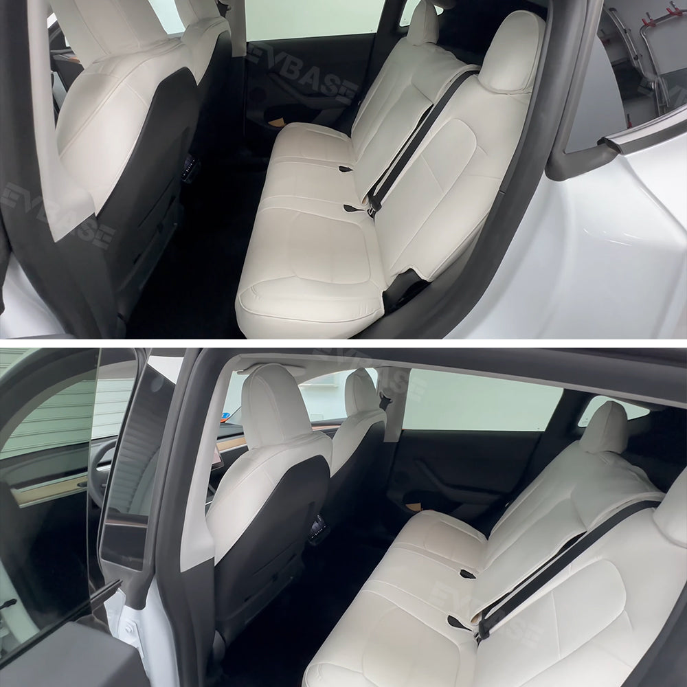 Model Y 3 Custom Seat Covers Cushion Breathable NAPPA Litchi Vegan Leather For Tesla