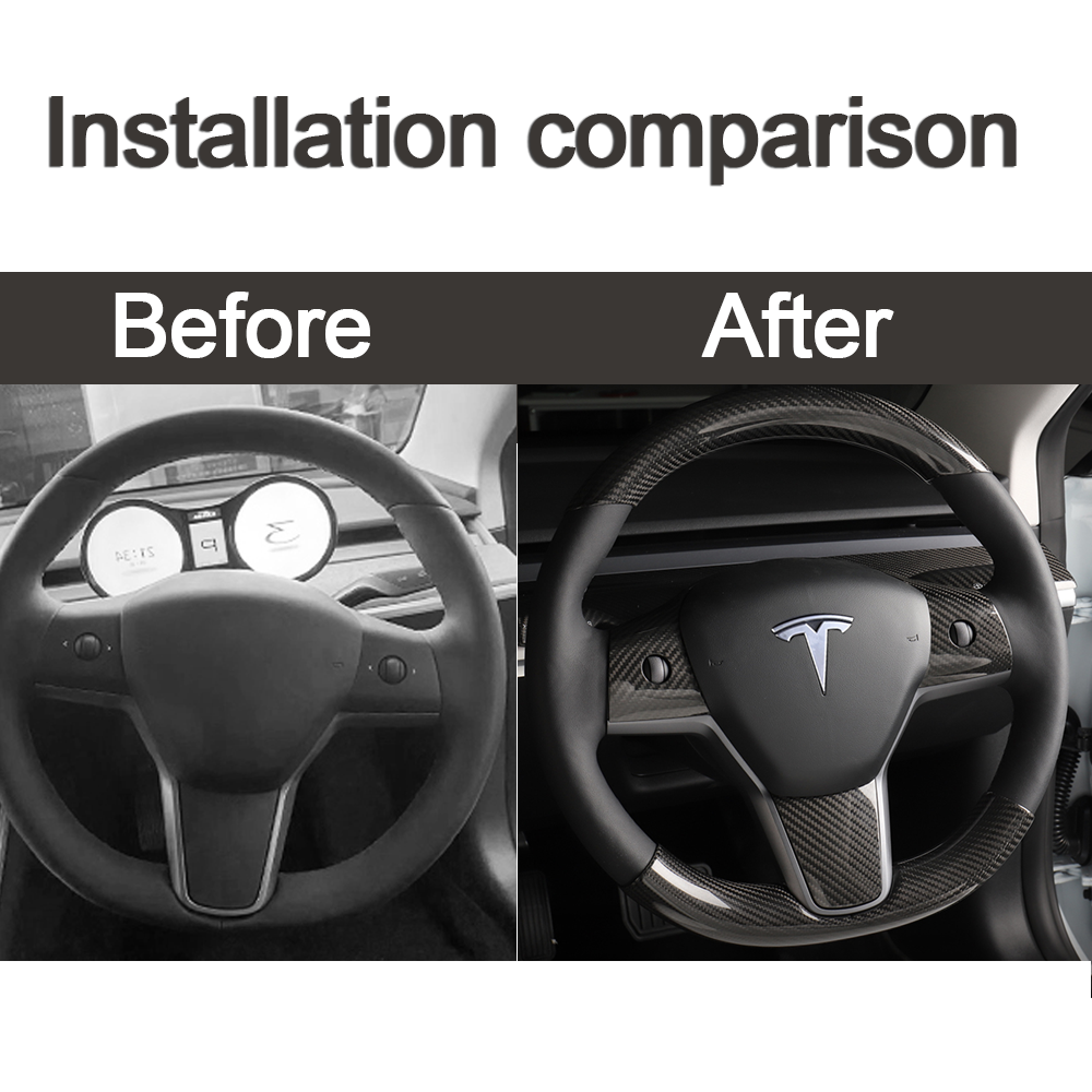 Model Y 3 Carbon Fiber Interior Accessories Steering Wheel Middle frame Cover for Tesla