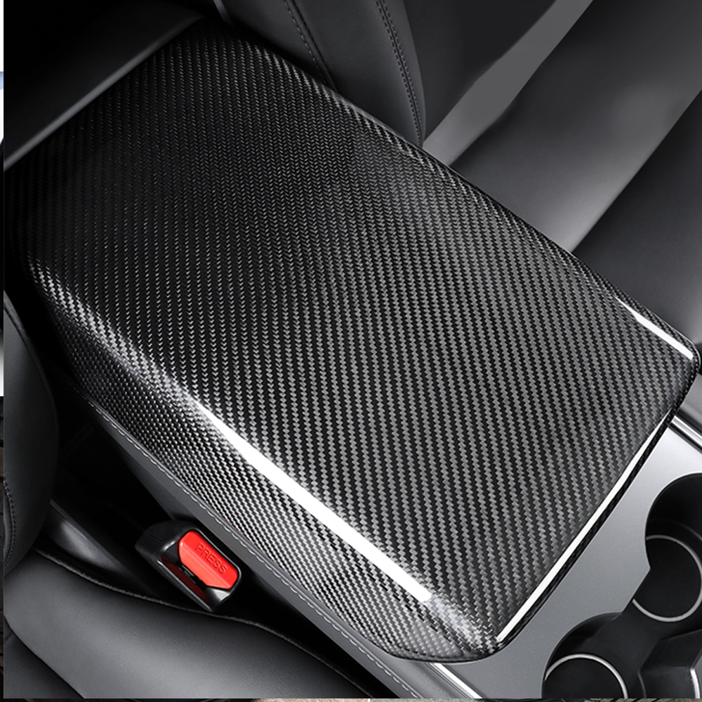 Model Y 3 Carbon Fiber Interior Accessories Central Control Armrest Box Cover for Tesla