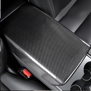 Tesla Model Y 3 Carbon Fiber Interior Accessories Central Control Armrest Box Cover