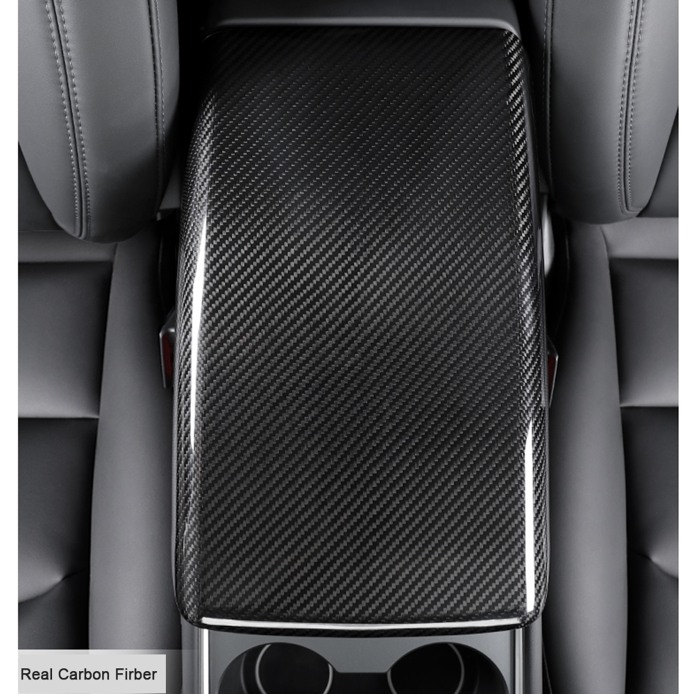 Model Y 3 Carbon Fiber Interior Accessories Central Control Armrest Box Cover for Tesla