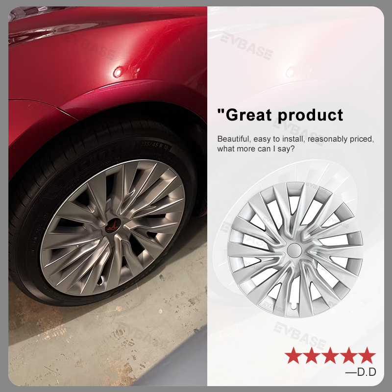 Tesla Model 3 Highland Wheel Covers 18 Inch Hubcaps Sport Wheel Caps Rim Covers 4PCS Nova Style Silver & Black