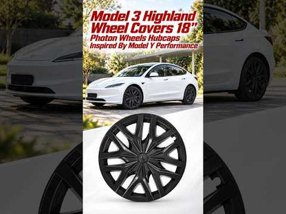 Model 3 Highland Wheel Covers 18" Photon Wheels Hubcaps Inspired By Model Y Performance
