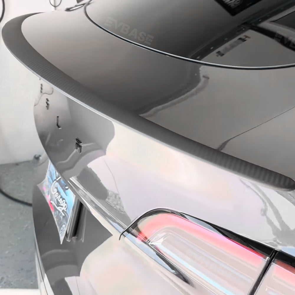 Spoiler Posteriore In Fibra Di Carbonio Per Tesla Model S (2021-2023) – Design 3D, Autoclave, Nero Lucido