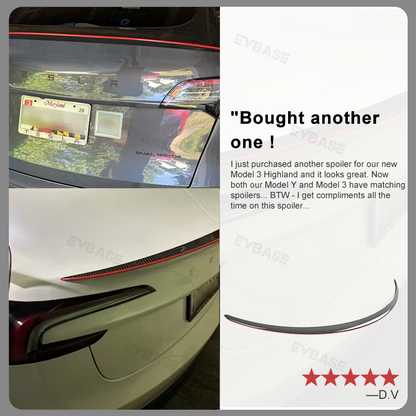 Model 3 Highland Spoiler Wing Redline Real Carbon Fiber Trunk Lid Rear Lip Spoiler for Tesla