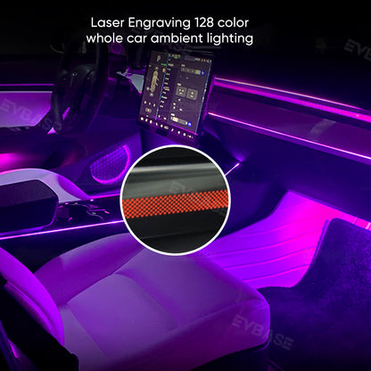 Model 3/Y Laser Engraved Streamer Ambient Lighting Upgrade Kit Laser Carving LED Light Strips with Tweete for Teslar