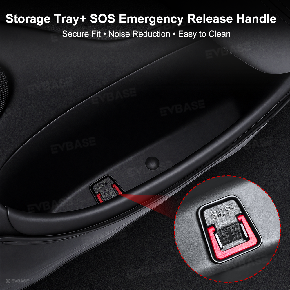 Model Y Juniper Side Door Storage Organizer Tray Liner with Rear Emergency Door Release Pull Handles