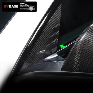 EVBASE Tesla Model 3 Y Spoiler de fibra de carbono A-Pillar Guía de ventana Accesorios de decoración exterior modificados