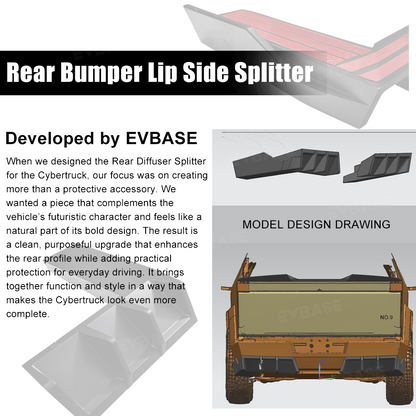 Cybertruck Rear Diffuser ABS Rear Bumper Lip Side Splitter Extension for Tesla