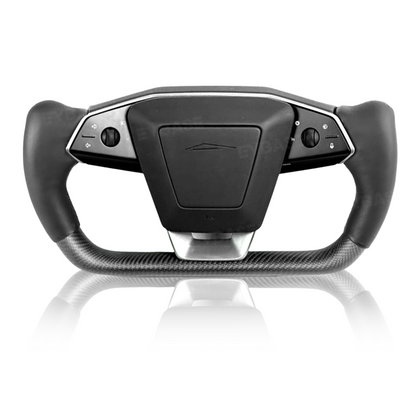 Cybertruck Yoke Steering Wheel Nappa Leather Real Molded Carbon Fiber with Heating Function