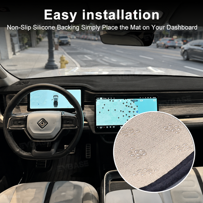 Suede Dash Cover for Rivian R1S/R1T Anti-Glare Dashboard Mat Non-Slip UV Protection
